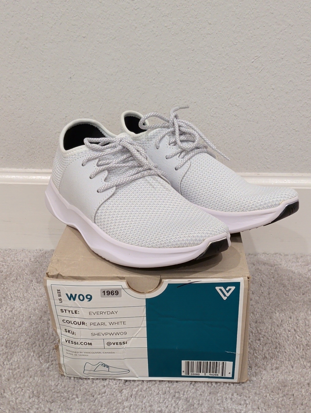 Vessi "Everyday" Women's White Knit Lace-Up Slip-On Waterproof Sneakers